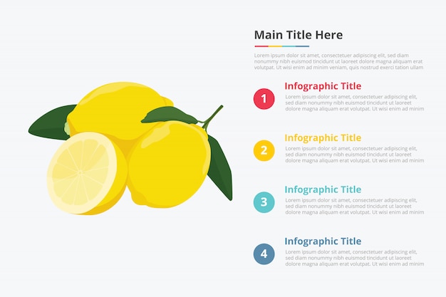 Citroenfruitinfographics met de beschrijving van de puntentitel