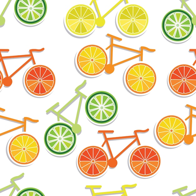 Citrus bicycles with shade seamless pattern