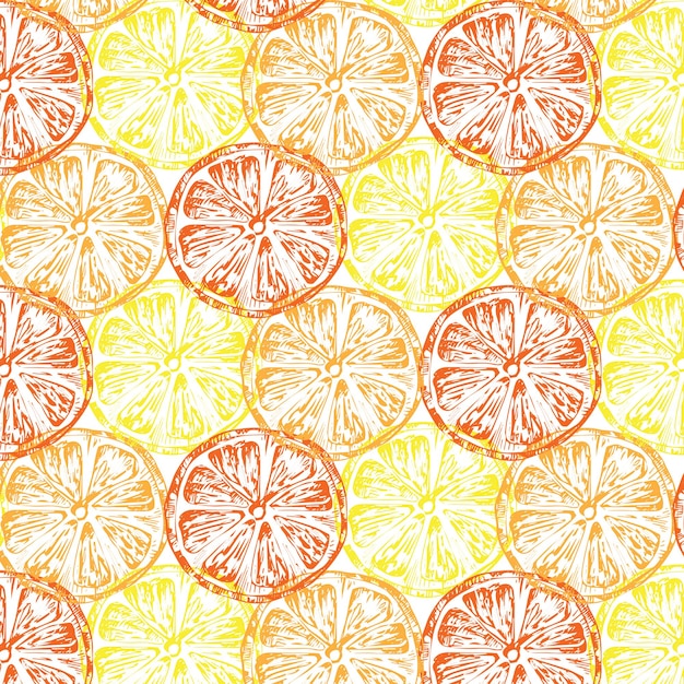 Vector citrus fruit circle slice seamless pattern illustration.