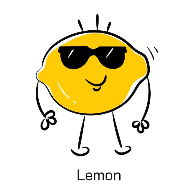 Citrus fruit doodle icon of lemon