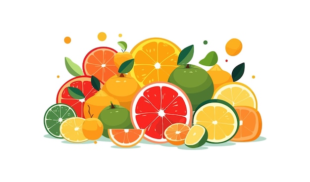 Citrus fruit flat cartoon isolated on white background Vector illustration