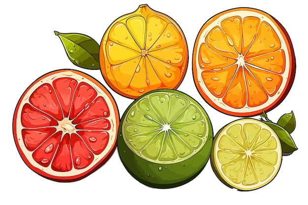 Citrus fruits isolated on white background Vector illustration