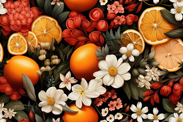 Vector citrus fruits watercolor seamless pattern handdrawn lemons oranges and kumquats on an isolated