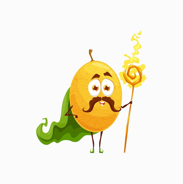 Citrus lemon cartoon character mage, magic stick