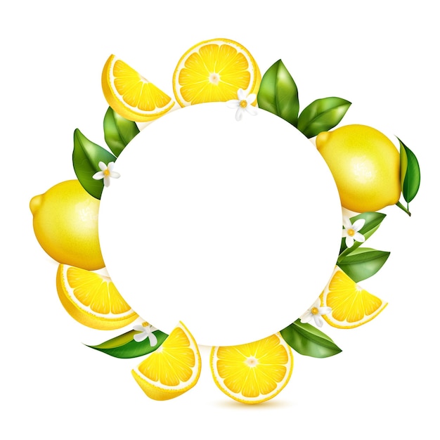 Цитрусовый лимон реалистичная рамка