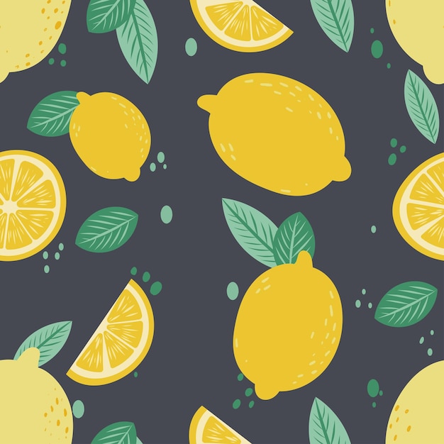 Citrus naadloos patroon met citroenen en bladeren Hand getrokken illustratie