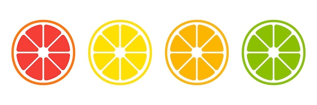 Citrus schijfjes. Vector geïsoleerd pictogram. Tropisch fruit geïsoleerd. Grapefruit sinaasappel citroen limoen vector design. Citrus collectie geïsoleerd op een witte achtergrond. EPS 10