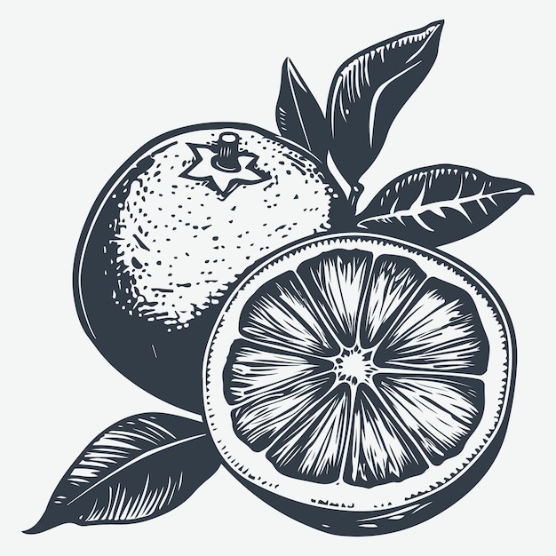 Vector citrus vintage woodcut drawing vector