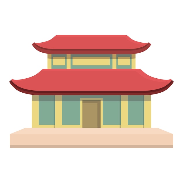 Vector city asian house icon cartoon vector chinese temple ancient temple