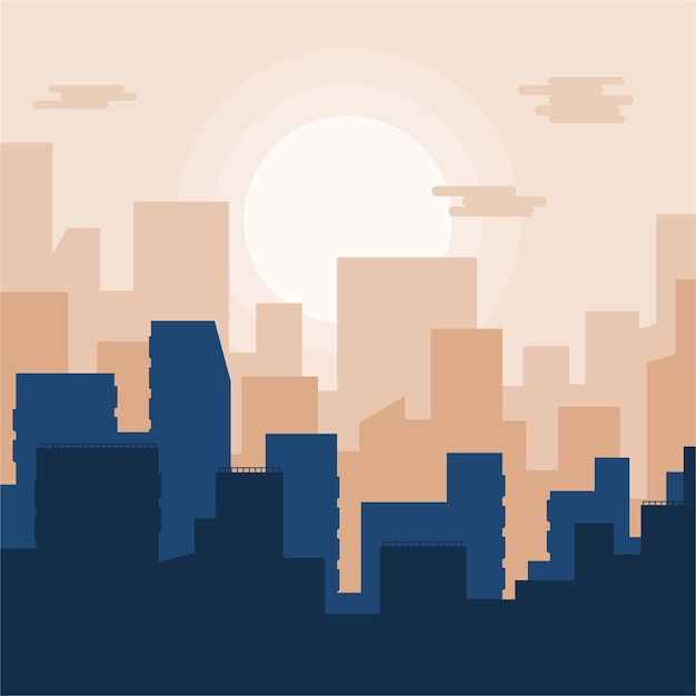 City atmosphere at sunset vector illustration