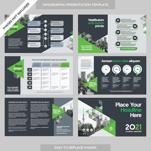 City background business company presentatie met infographics template.