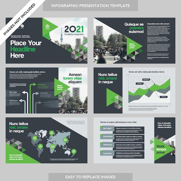 Vector city background business company presentation with infographics template.