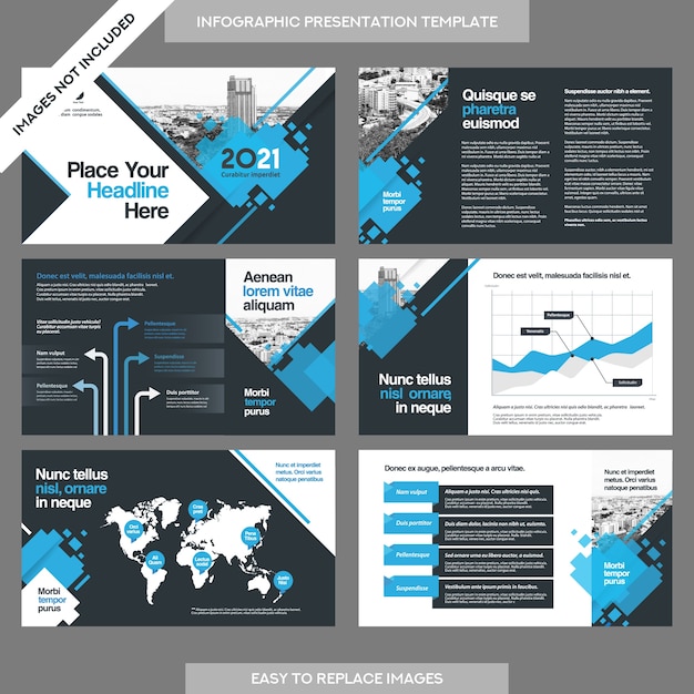City background business company presentation with infographics template.