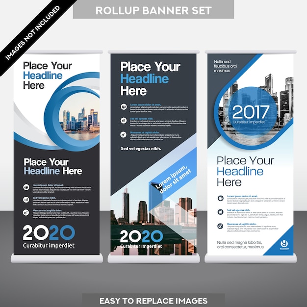 City Background Business Roll Up ม Vlag Banner Design Template Set.