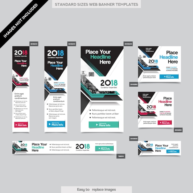 여러 크기의 도시 배경 기업 웹 배너 템플릿. 브로셔, 연례 보고서, 잡지, 포스터, 기업 광고 매체, 전단지, 웹 사이트에 쉽게 적응할 수 있습니다.
