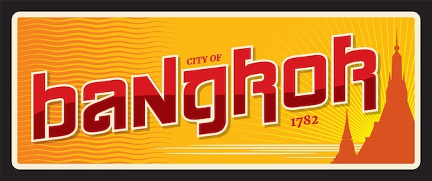 Vector city of bangkok vintage travel plate