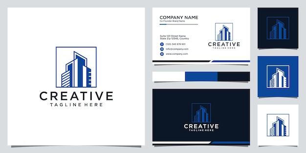 Vector city building abstract for logo design inspiration and business card design