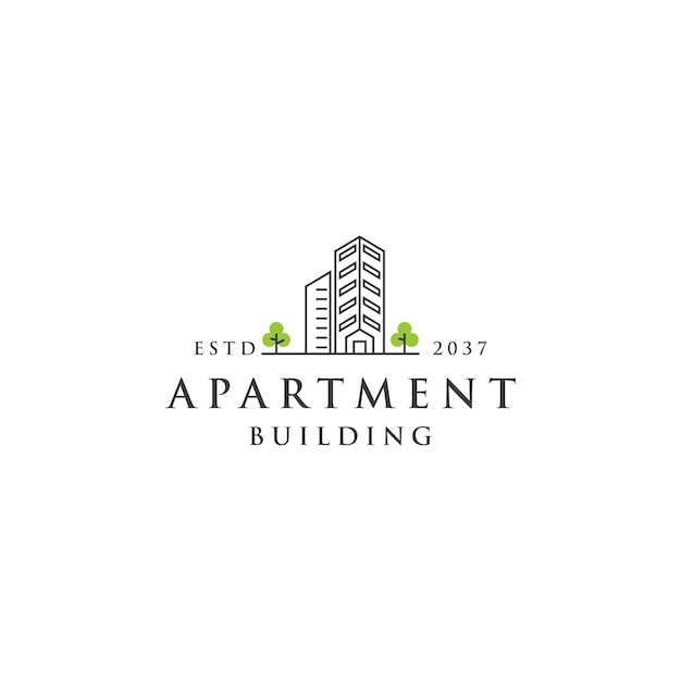 ベクトル 都市の建物のアパートのロゴのデザインテンプレート。住宅、アパート、都市のシンボル