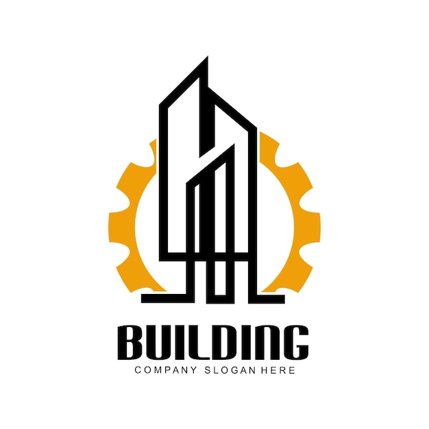 City Building Construction Logo Design Premium Quality Line Vector Illustration