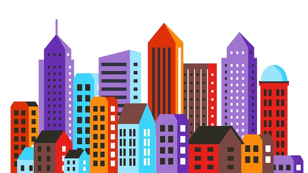 Vector city building in a flat style of the houses