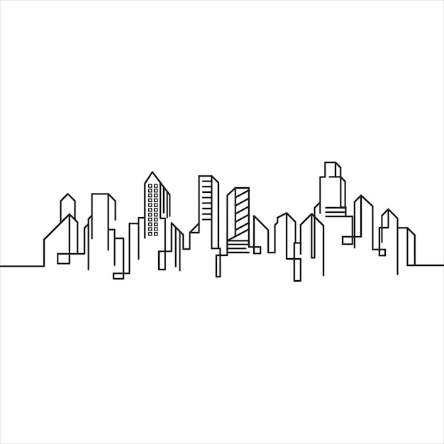 Vector city building line art vector icon design illustration template