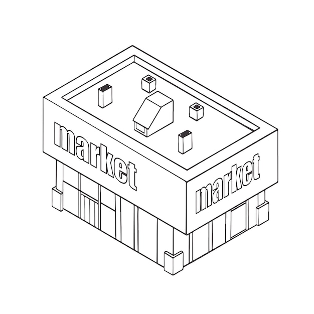 City building shop architecture illustration