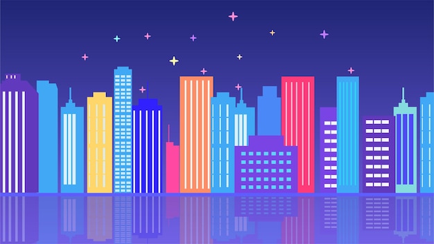 Vector city building skyline silhouette vector illustration graphics