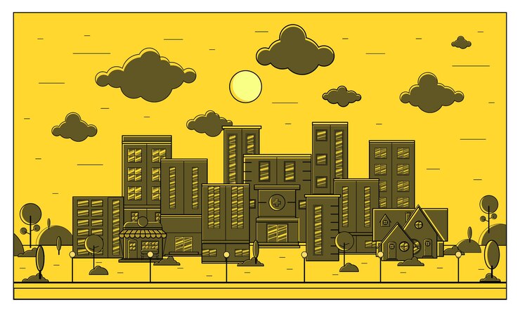 Vector city building style flat design vector illustration
