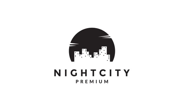 City building with night logo vector symbol icon design graphic illustration