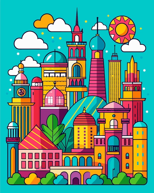 Vettore edifici della città cliparts doodle