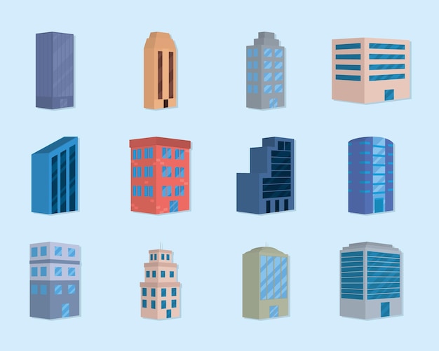 City buildings icon collection