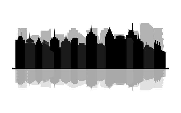 Vector city buildings illustration silhouettes vector art