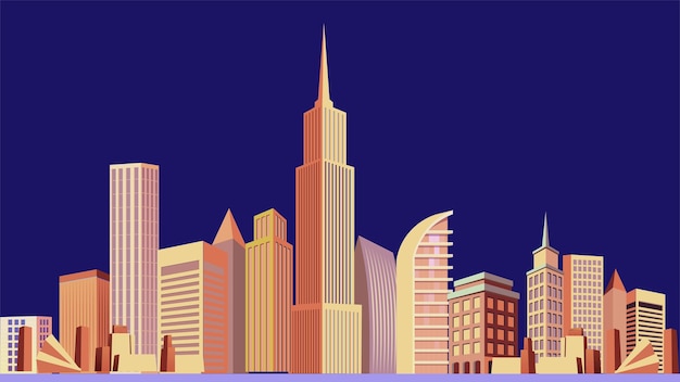 City buildings at night background illustration