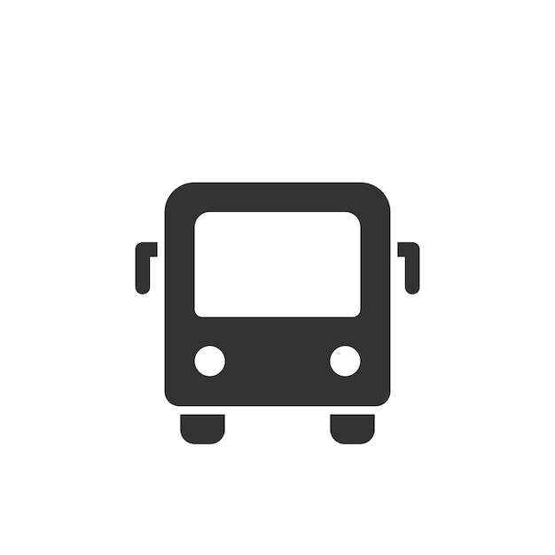 Вектор Икона в стиле векторного глифа переднего вида городского автобуса маркировка остановок общественного транспорта