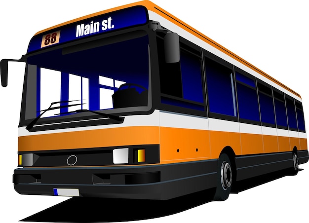 City bus on the road Vector illustration