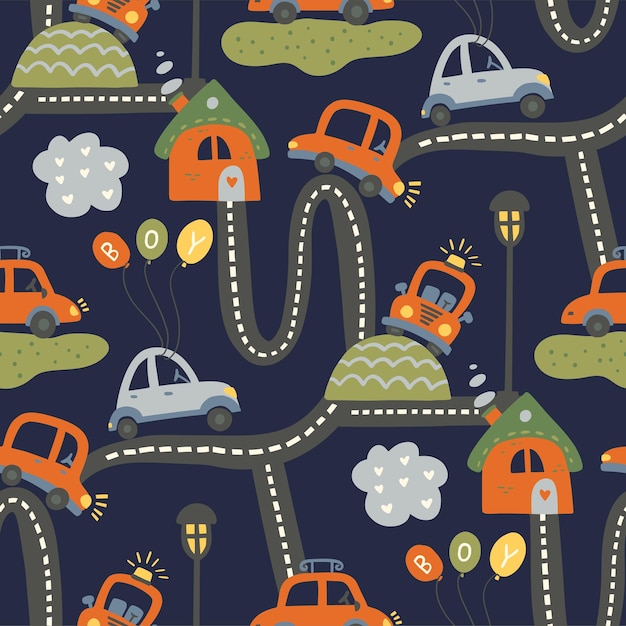 City car seamless vector pattern