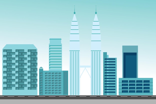 Vector city cartoon blauw ontwerp vector, city catoon ontwerpsjabloon