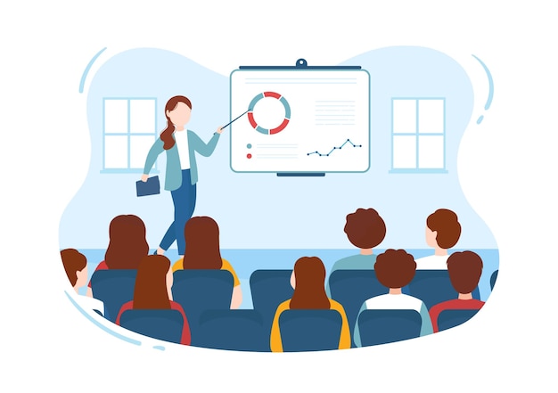 Vector city council meeting with business team for define buildings in hand drawn templates illustration