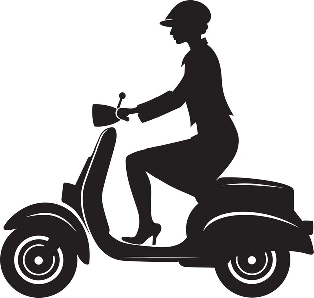 Vector city cruiser elegant vector emblem detail scooterista chic monochrome iconisch logo