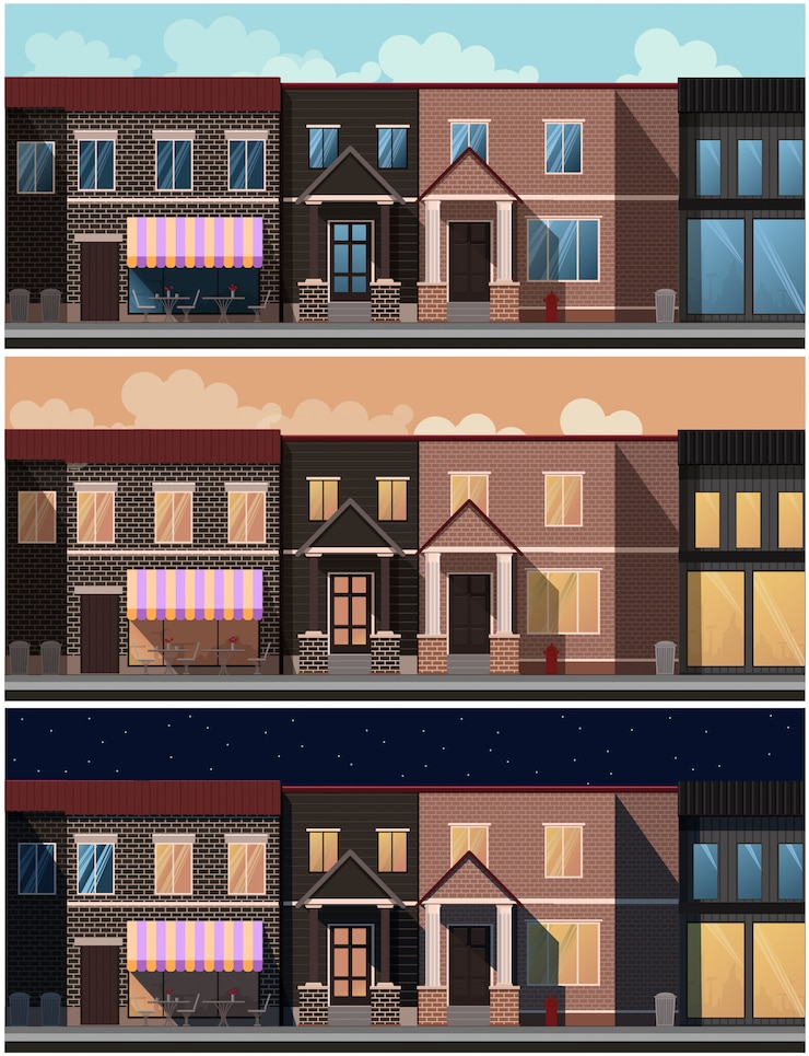 Vector 異なる時間帯の都市