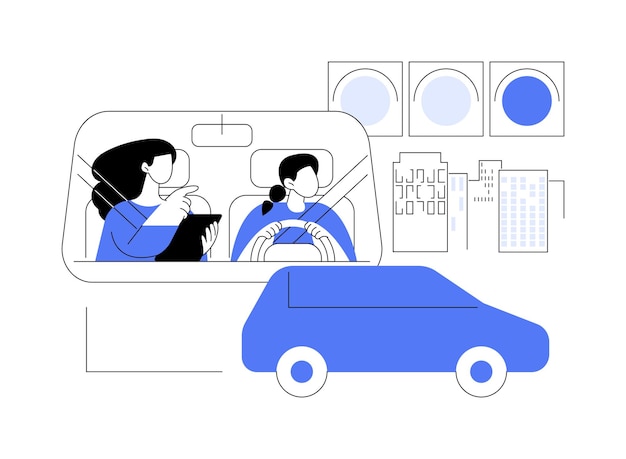 Vector city driving lesson abstract concept vector illustration