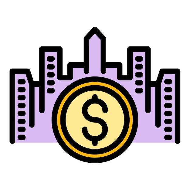 Vector city economic damage icon outline city economic damage vector icon color flat isolated