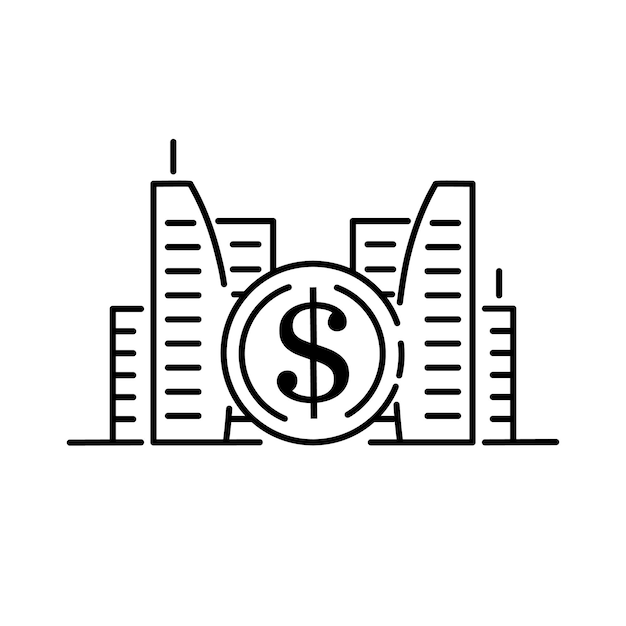 City economic damage icon Outline city economic damage vector icon for web design isolated on white background Dollar and business city