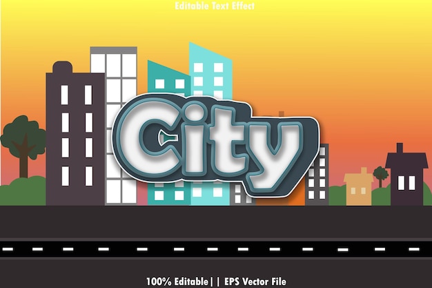 City Editable Text Effect Gradient Cartoon Style