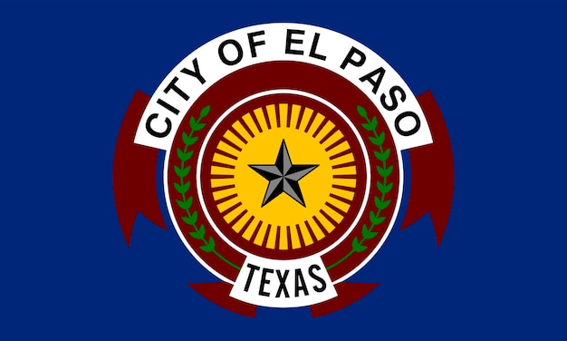 エルパソ市旗ベクトルイラストの背景に分離 テキサス州の町米国都市シンボルアメリカ合衆国市紋章エルパソ町バナー