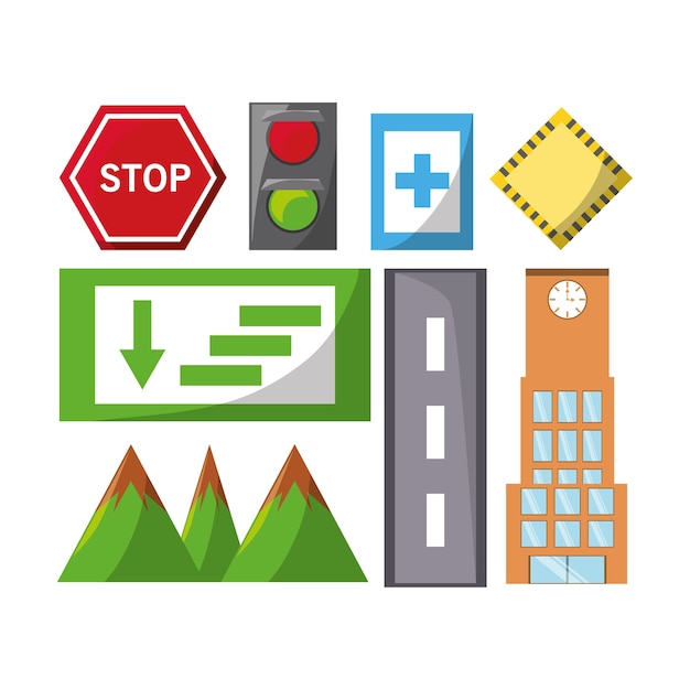 City elements icon set