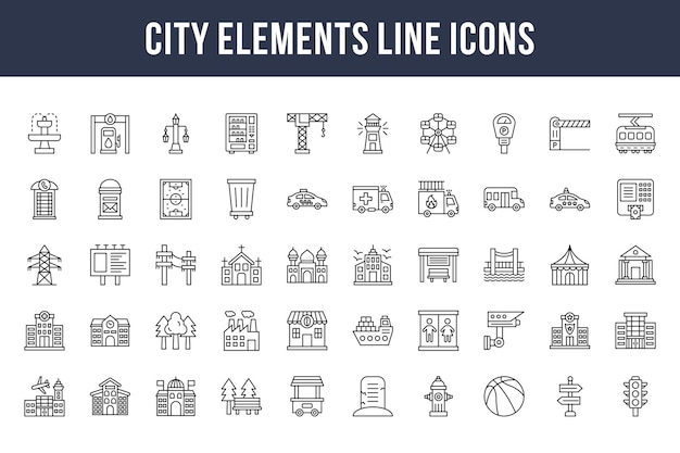 City Elements Line Icons