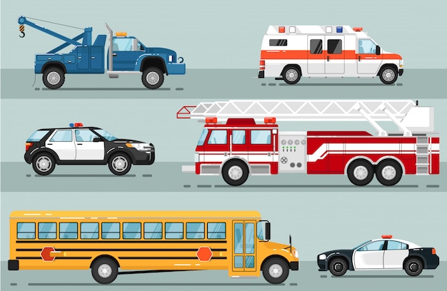 Vector city emergency transport isolated set