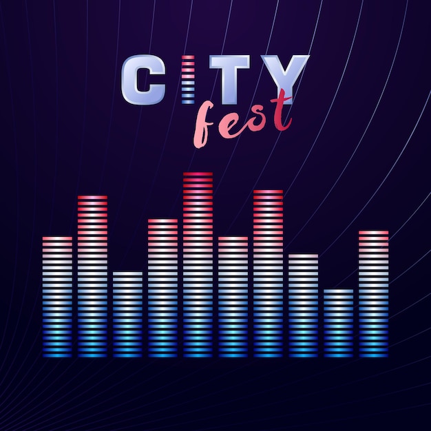 City fest logo concept Creative icon or banner for electronic music festival Musical banner