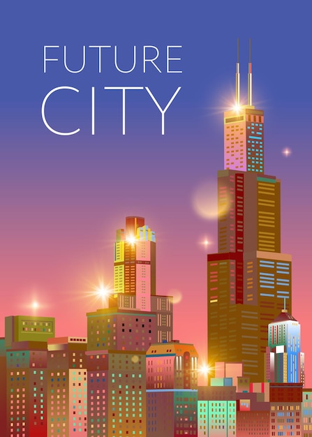 Città del futuro illustrazione vettoriale catalogo design di copertina